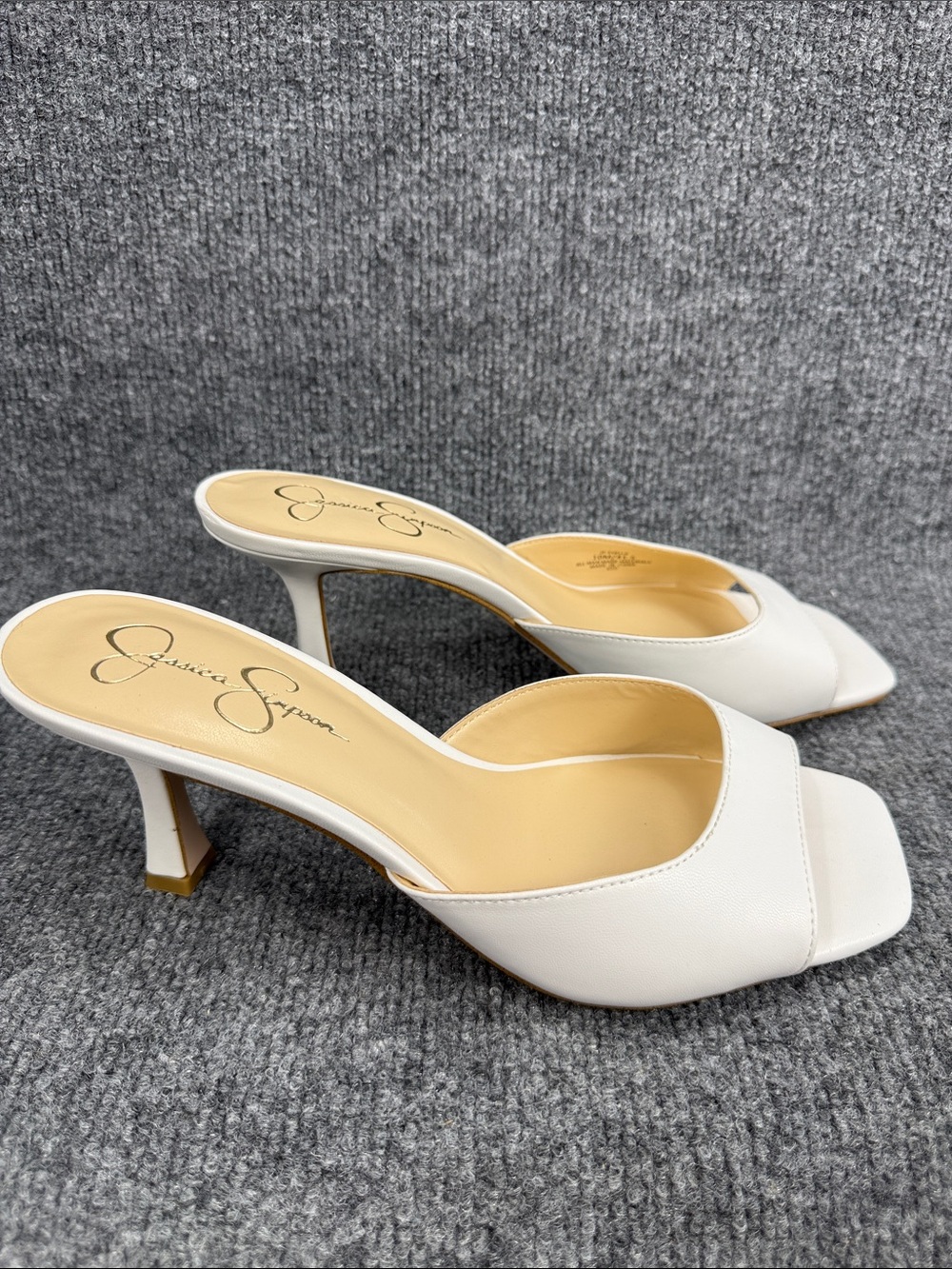 Jessica Simpson Evelia White Square-Toe Slide Mules Size 10M